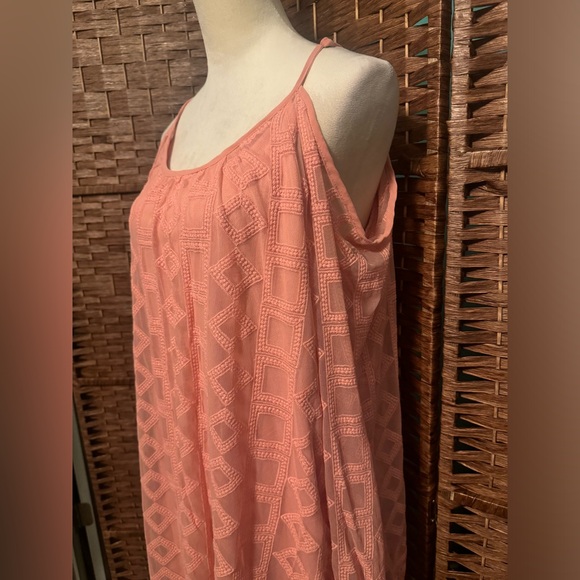 xhilaration Cold Shoulder Dress Peach Tunic XL Lining w/overlay Spring Summer - Picture 4 of 10